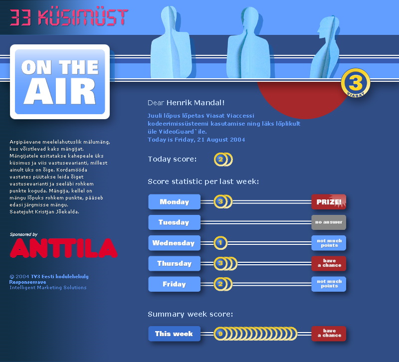 "33 Kusimust" Website Design