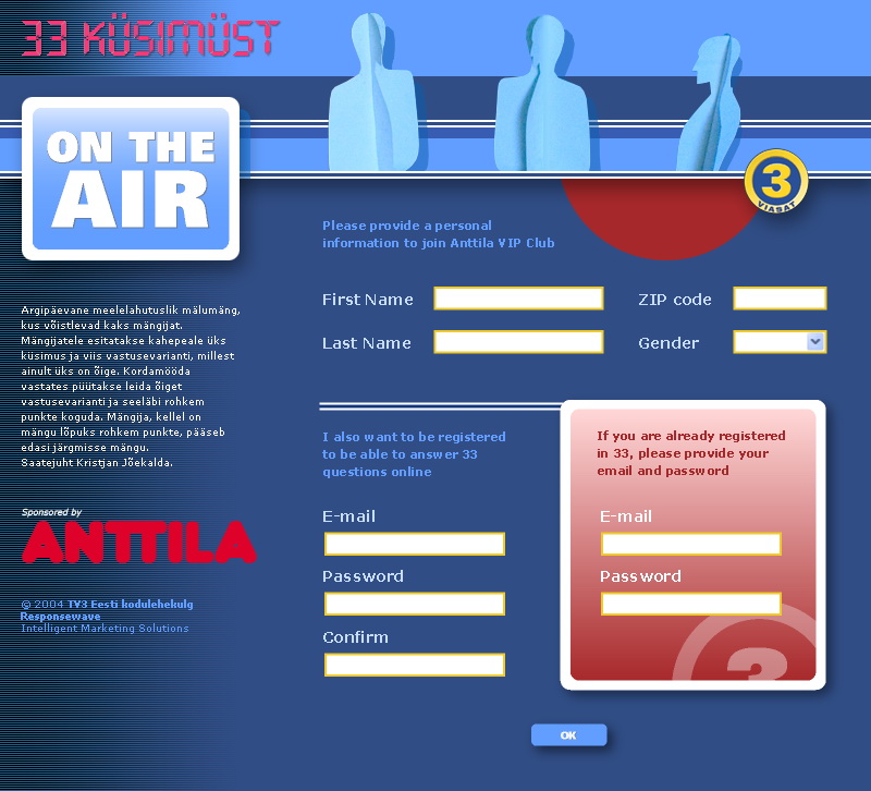 "33 Kusimust" Website Design