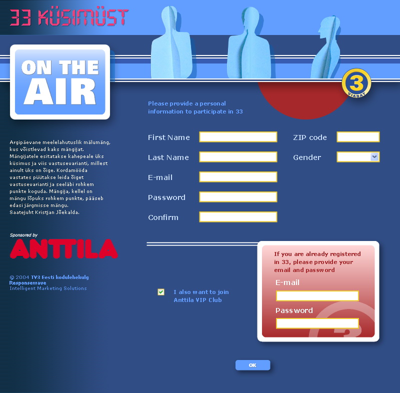 "33 Kusimust" Website Design
